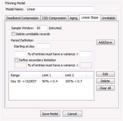 Linear Slope Thinning Model Example